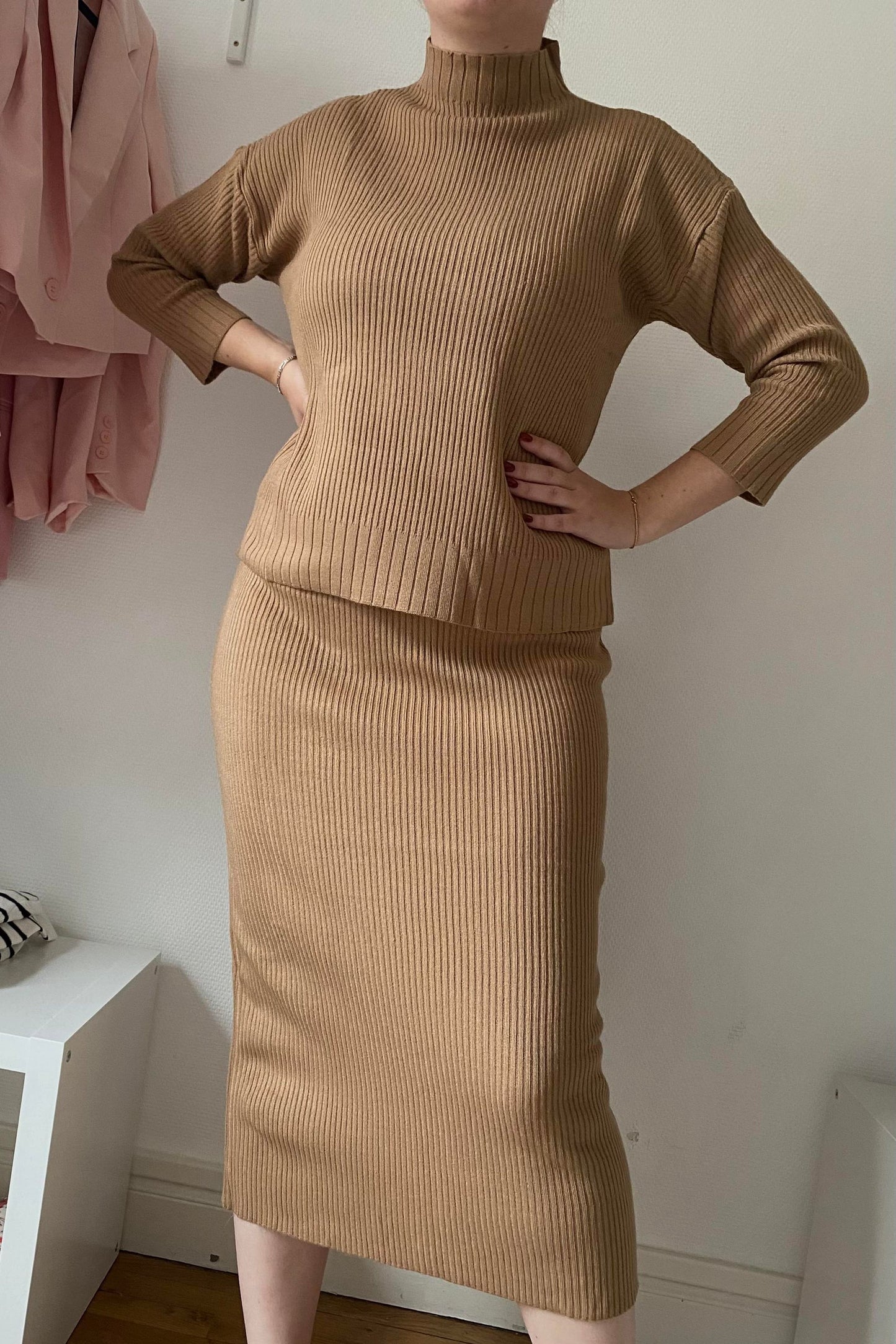 PULL COL ROULE - MARRON