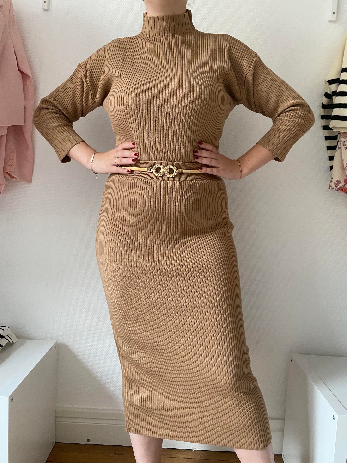 PULL COL ROULE - MARRON