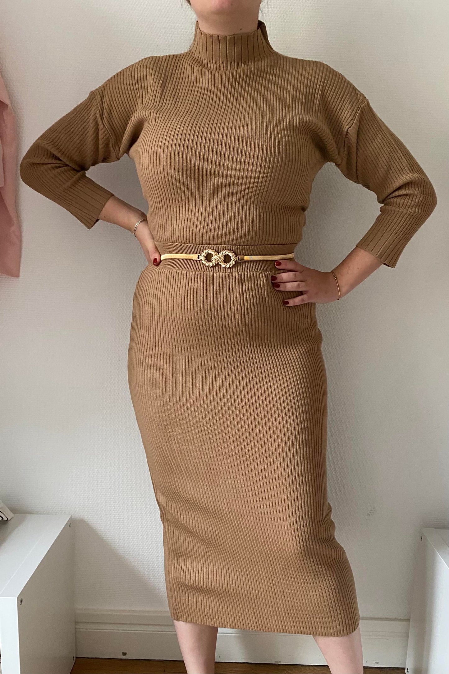 PULL COL ROULE - MARRON