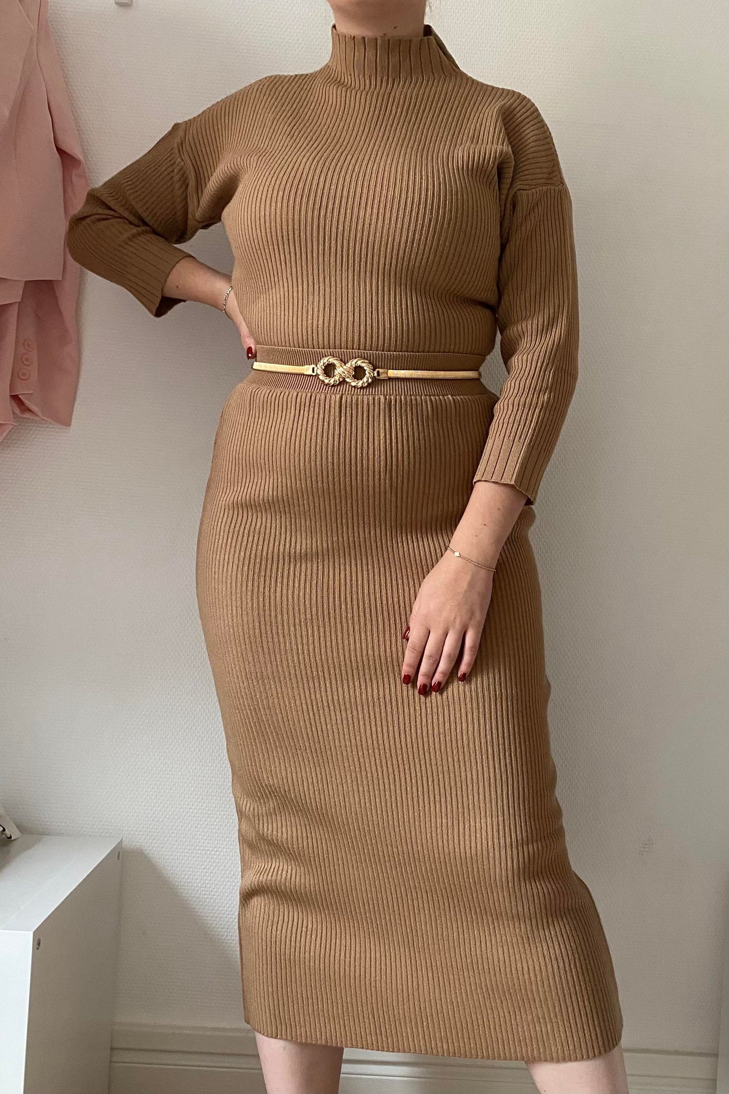 PULL COL ROULE - MARRON