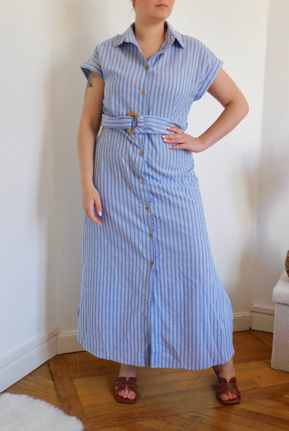 ROBE LONGUE A RAYURES