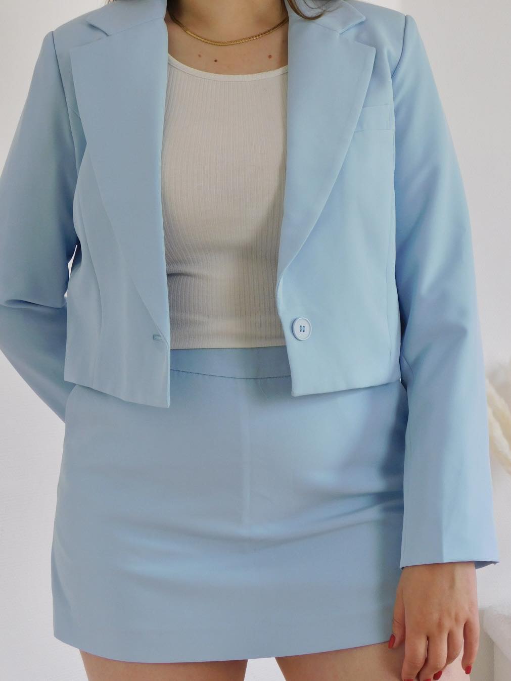 VESTE BLAZER COURTE - BLEU