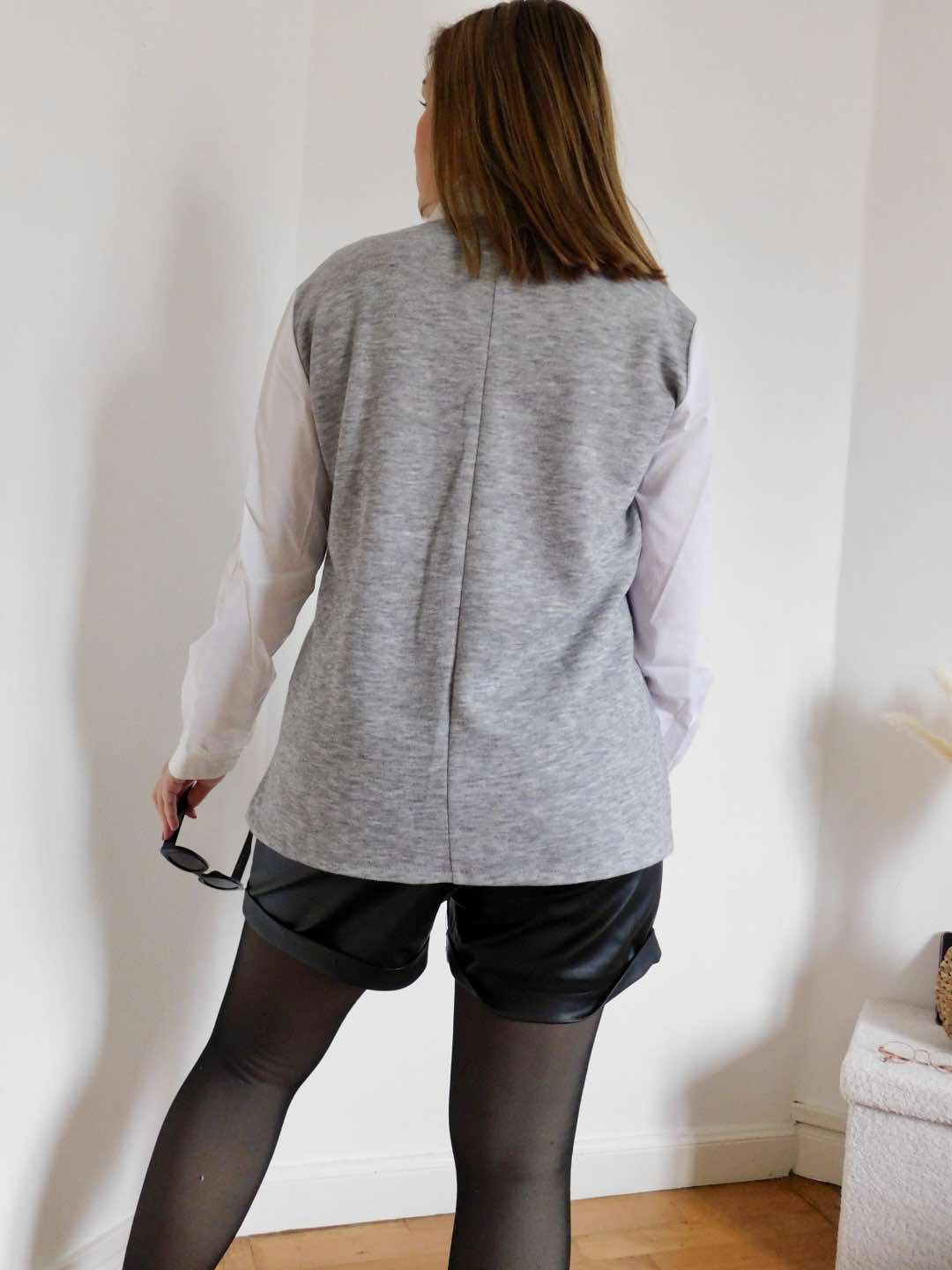 PULL BRODE CHEMISE - GRIS