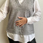 PULL BRODE CHEMISE - GRIS