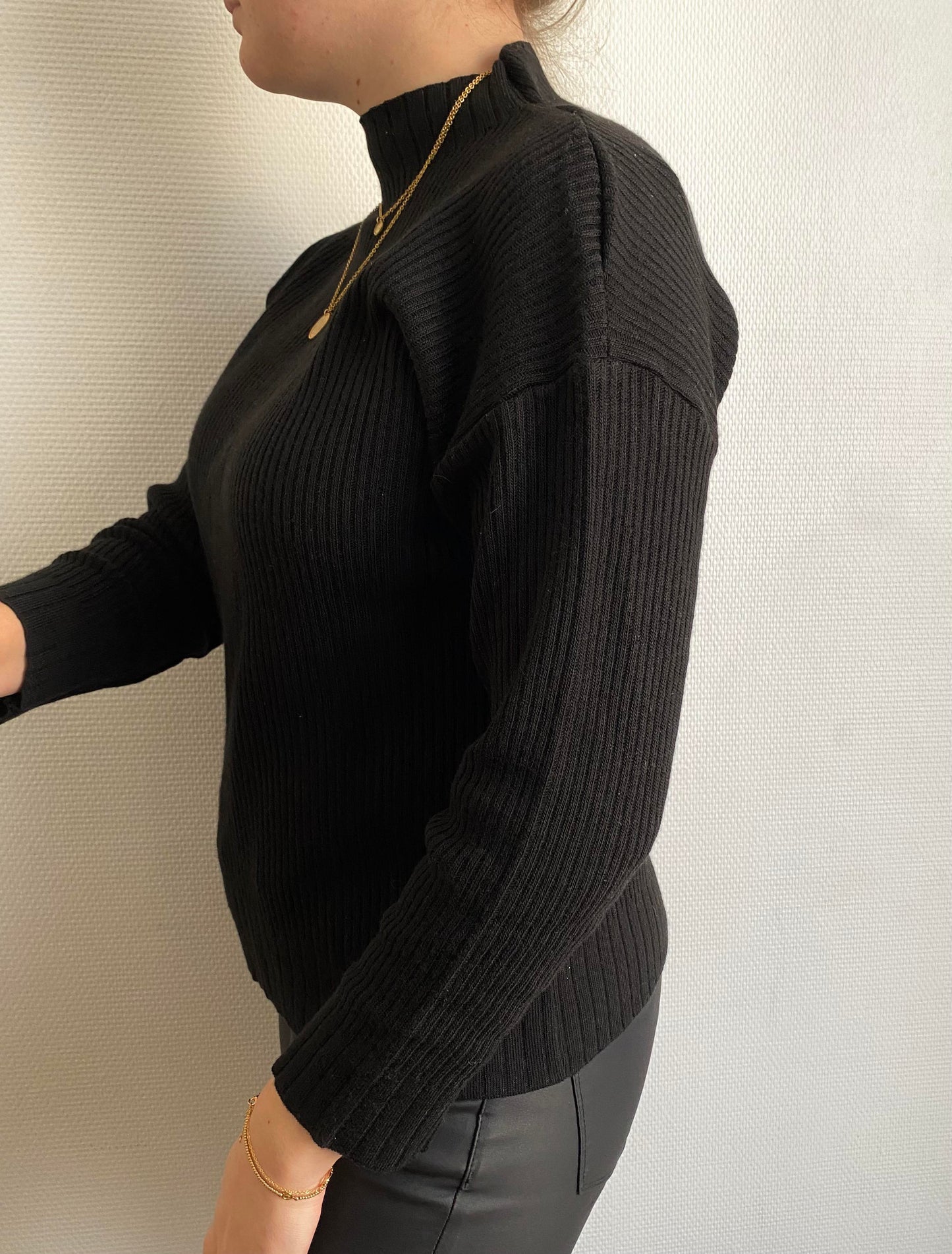 PULL COL ROULE - NOIR