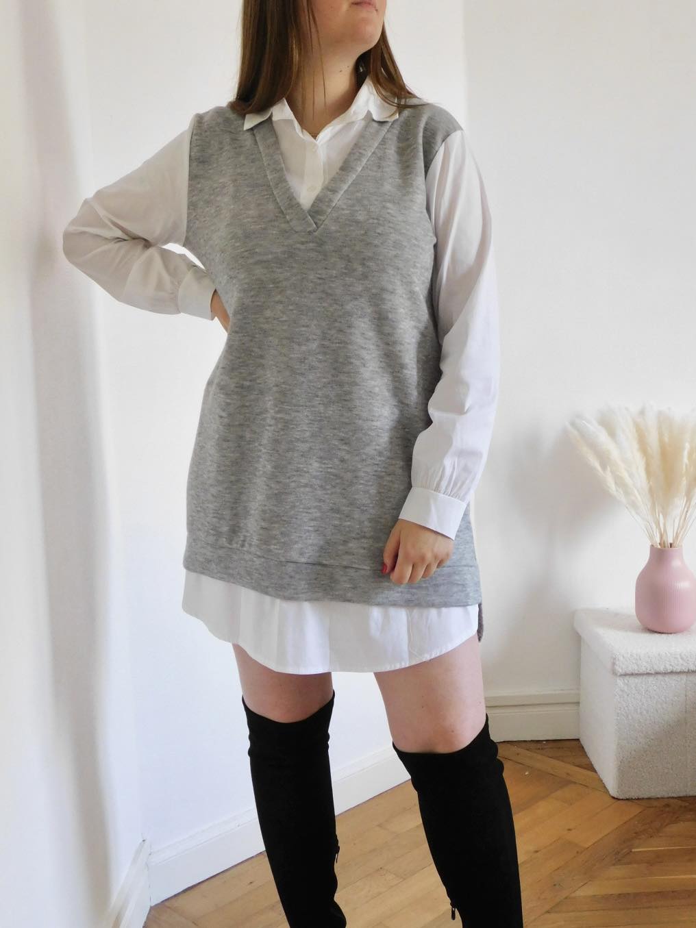 TUNIQUE / ROBE CHEMISE - GRIS