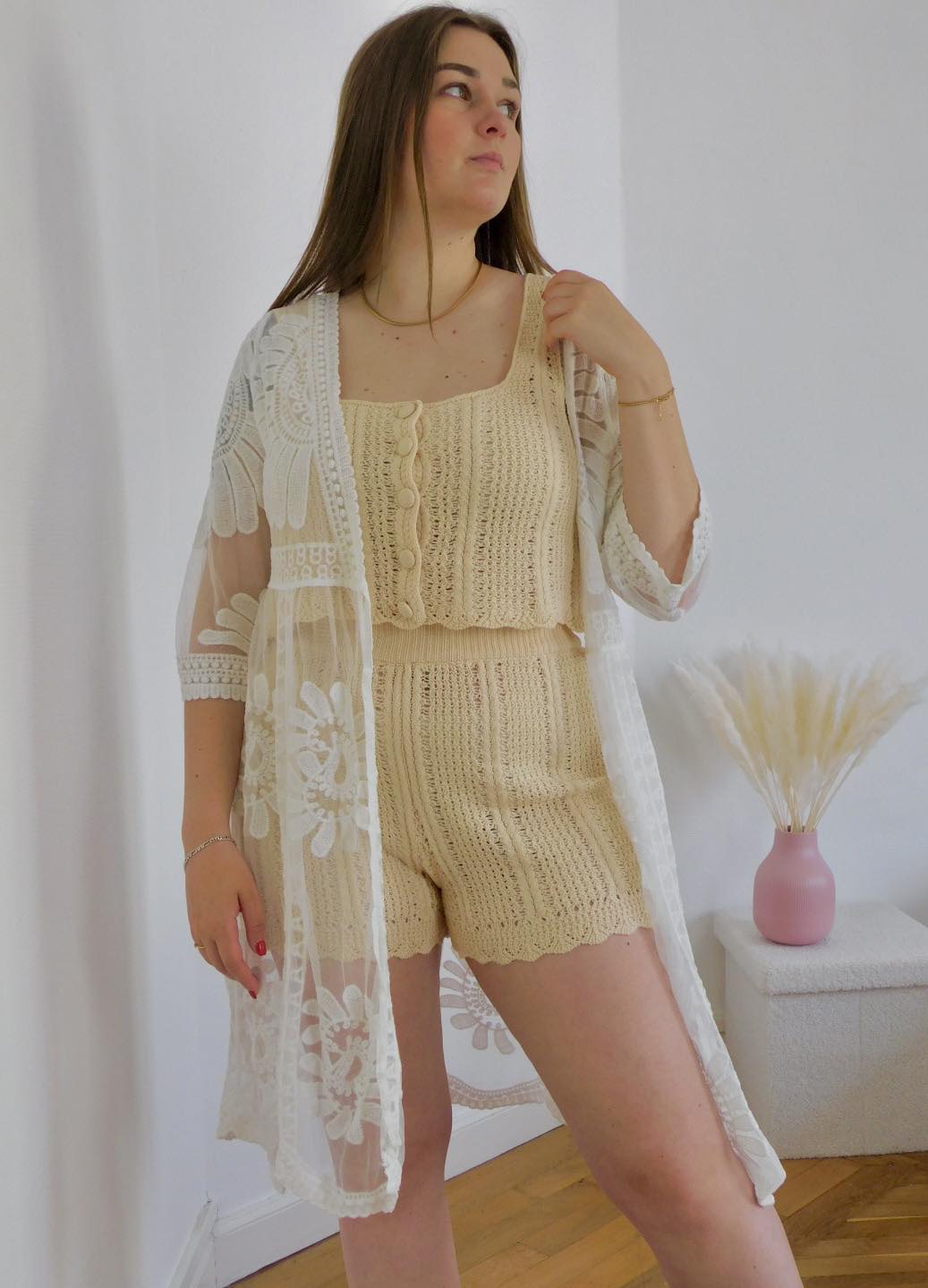 DEBARDEUR EFFET CROCHET / ENSEMBLE