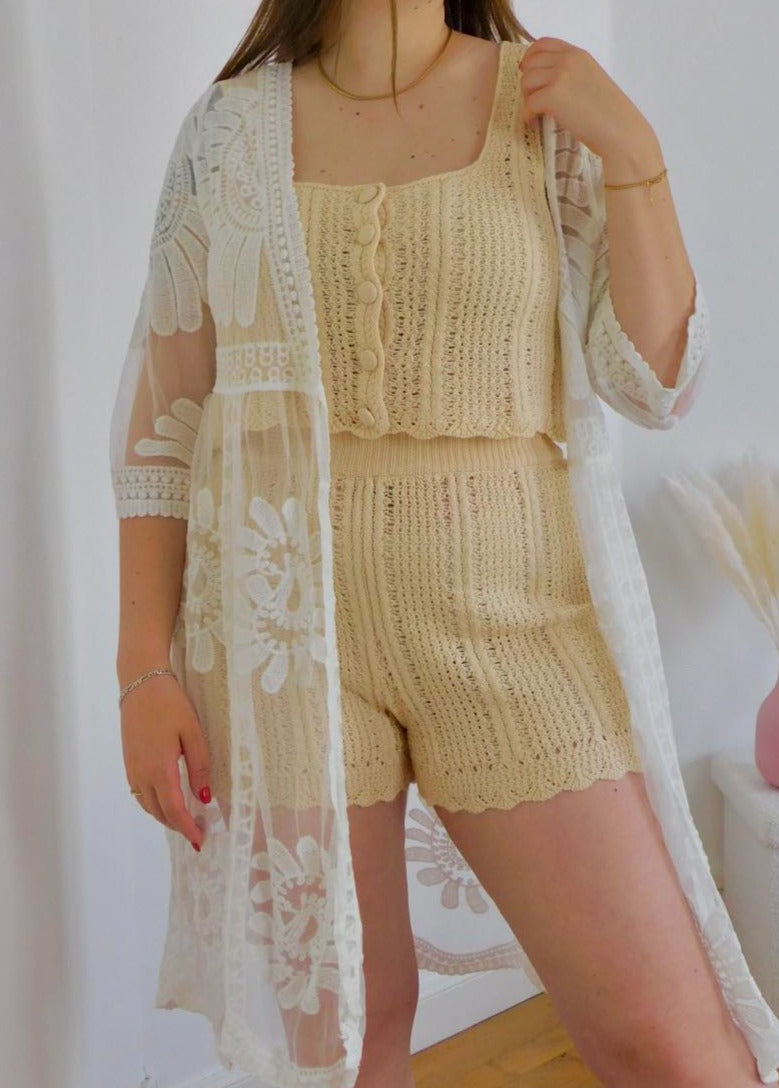 DEBARDEUR EFFET CROCHET / ENSEMBLE