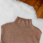PULL COL ROULE SANS MANCHES - MARRON