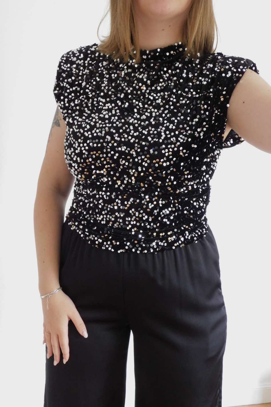 TOP EN SEQUINS - ARGENT