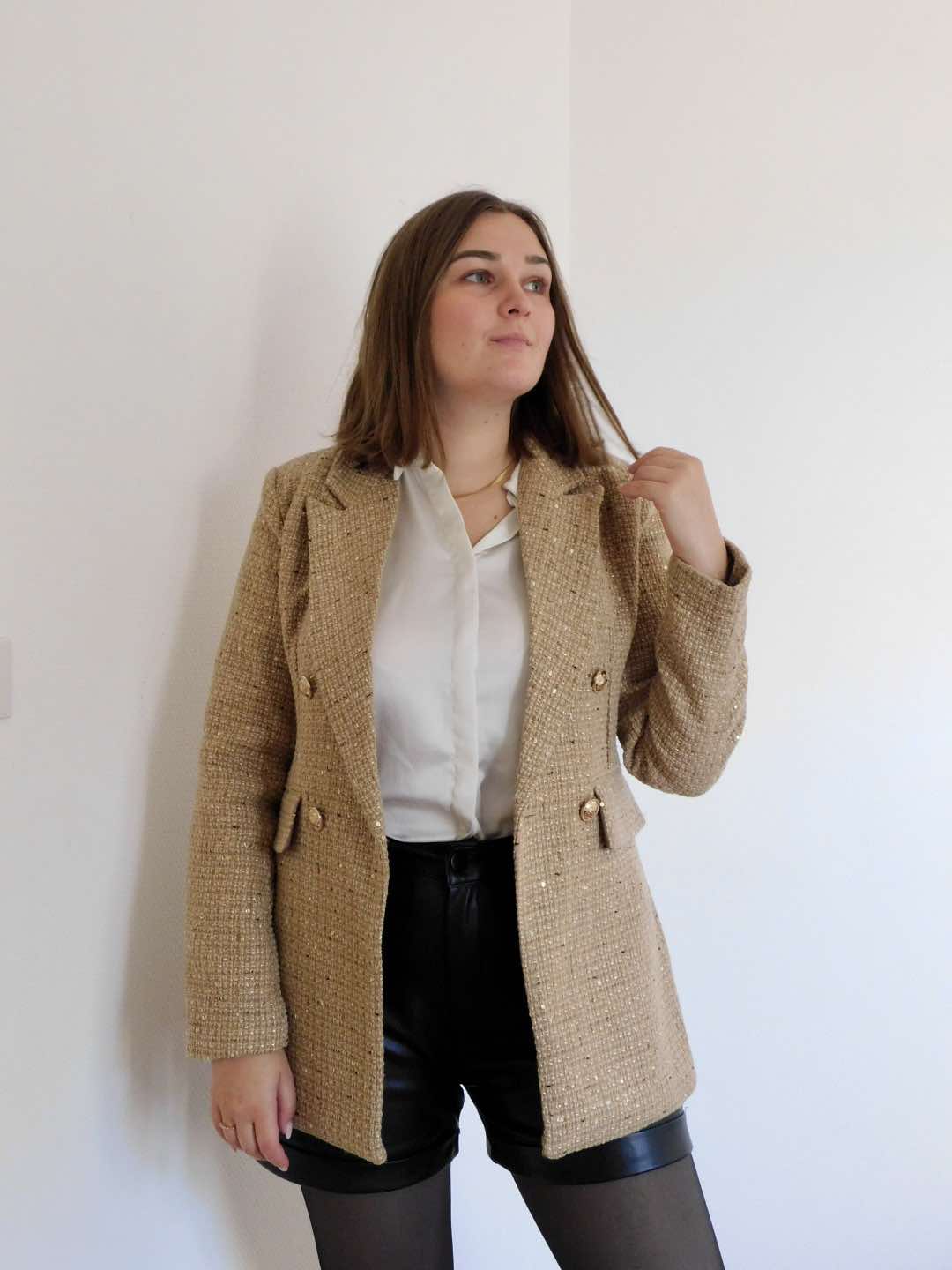 VESTE BLAZER EN TWEED - OR