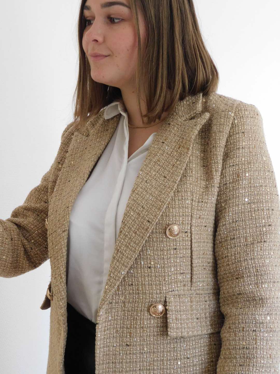 VESTE BLAZER EN TWEED - OR