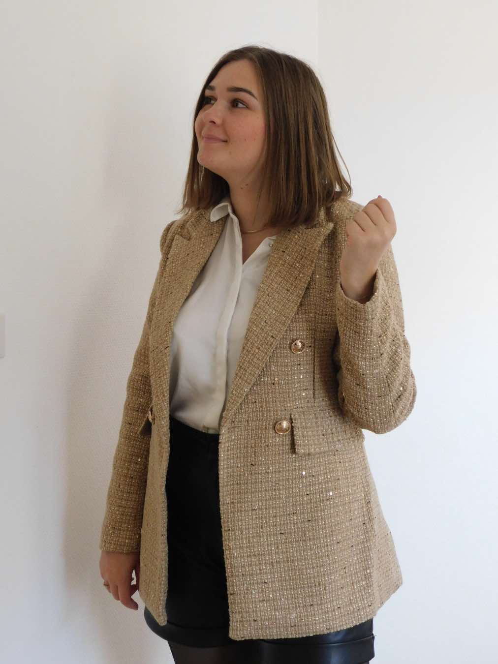 VESTE BLAZER EN TWEED - OR