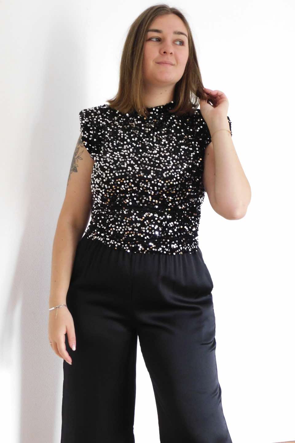 TOP EN SEQUINS - ARGENT