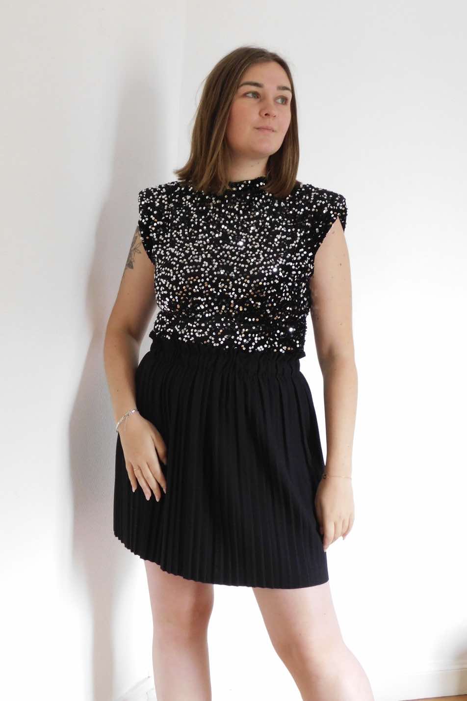 TOP EN SEQUINS - ARGENT