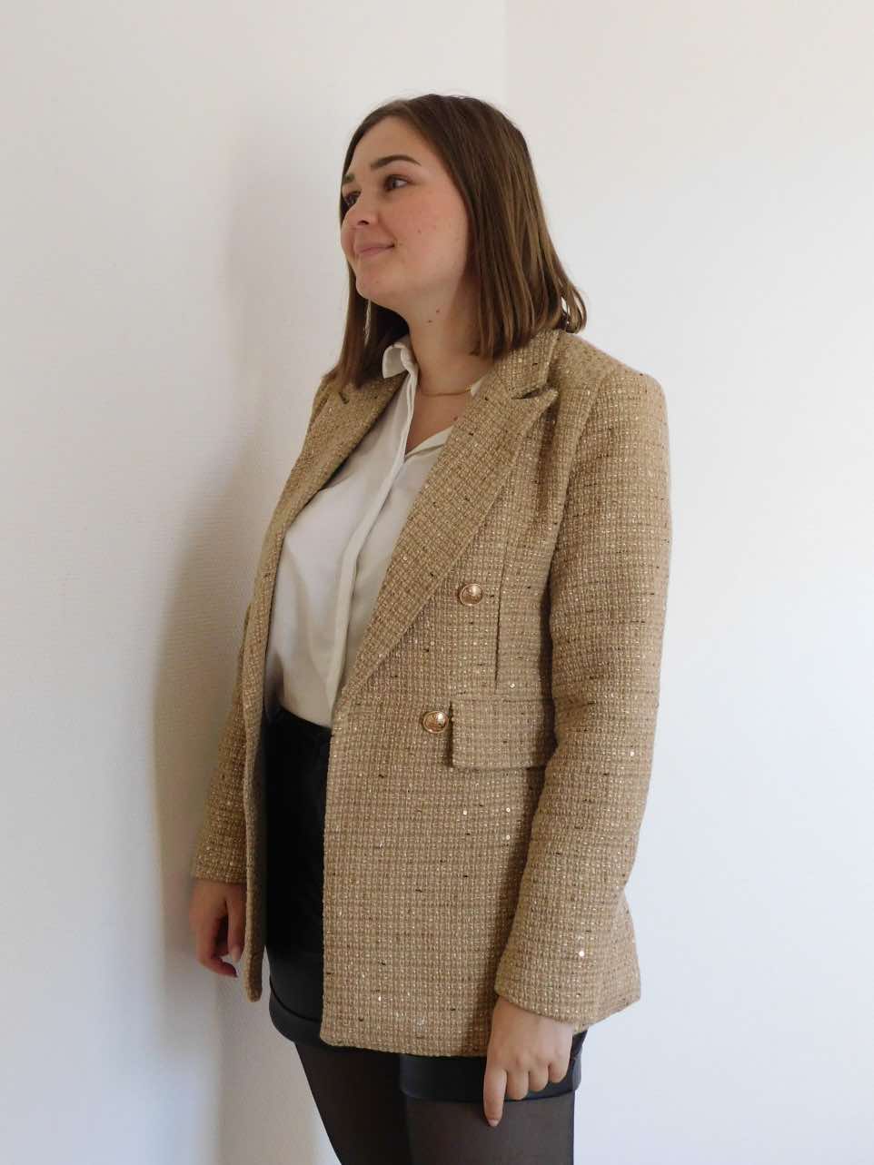 VESTE BLAZER EN TWEED - OR